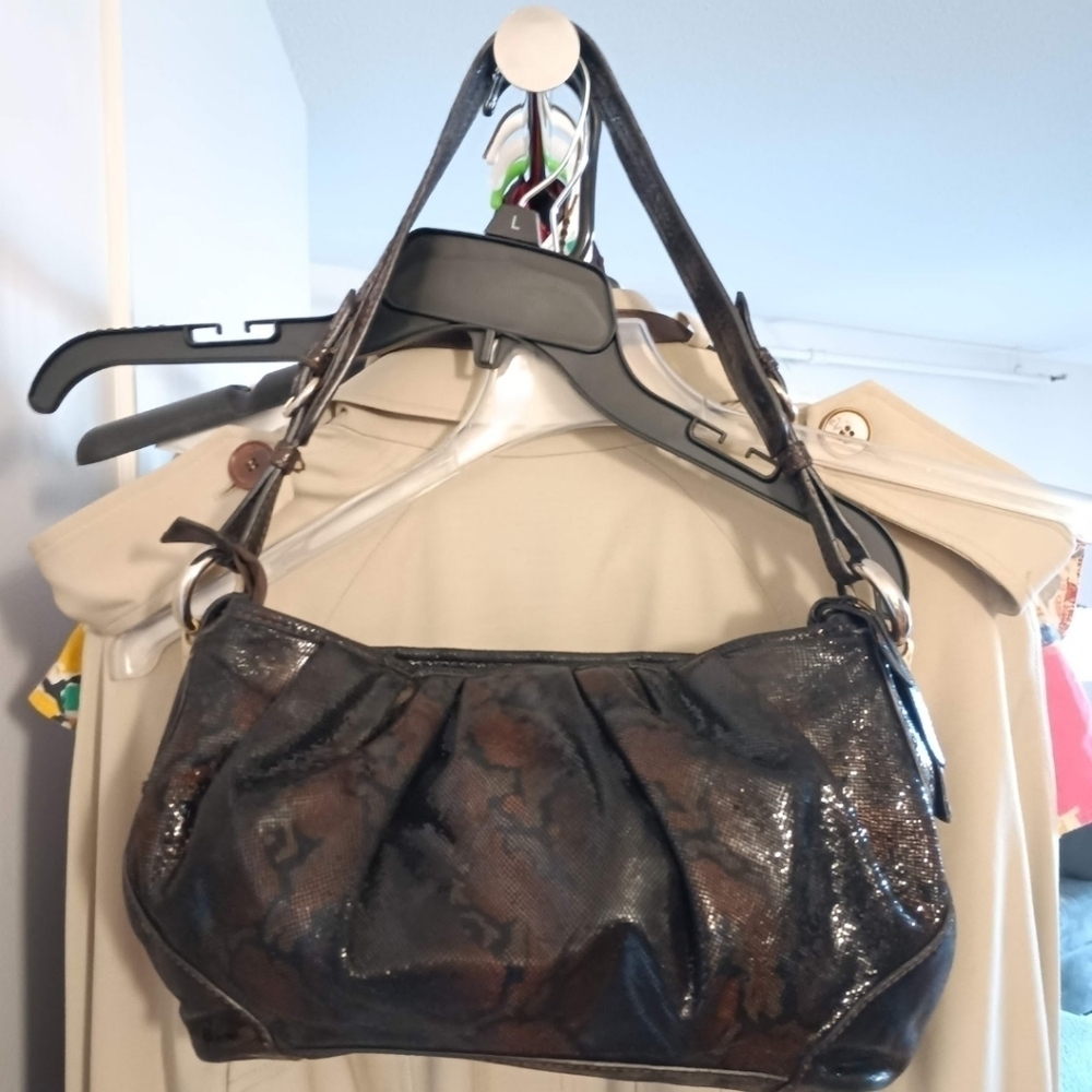 STUART Weitzman Snake Embossed Satchel